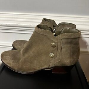 Sam Edelman Brown Suede Ankle Boots Booties Pacer Buttons Women's Size 8